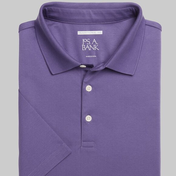 Jos. A. Bank Men's Comfort Stretch Interlock Polo Shirt Size Medium NWT Purple - Picture 1 of 6